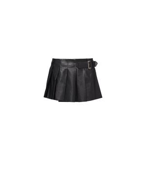 Prada Pleated Leather Skirt - Black