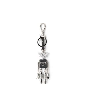 Prada Roboter-Schlüsselanhänger Aus Saffiano-Leder, Damen - Weiß