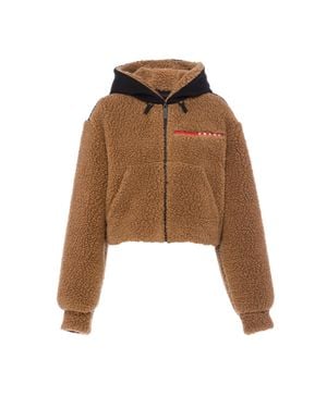 Prada Cropped Double Fleece Jacket - Natural