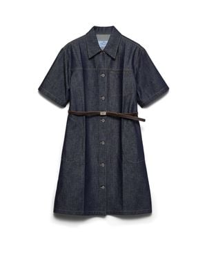 Prada Belted Denim Dress - Blue