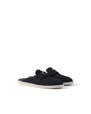 Prada Mules En Veau Velours, Femme, Taille - Bleu