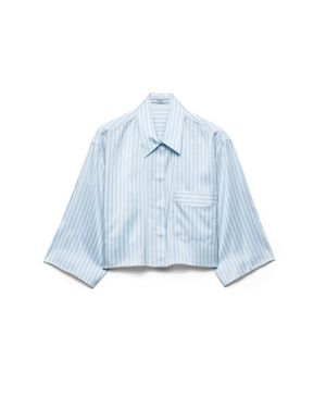 Prada Striped Pongé Silk Shirt - Blue