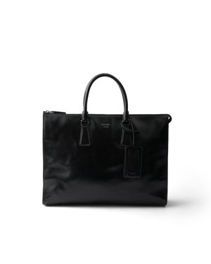 Prada Leather Tote Bag - Black