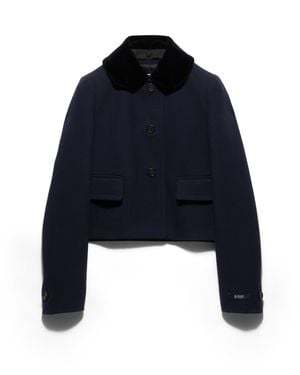 Prada Single-Breasted Natté Fabric Jacket - Blue
