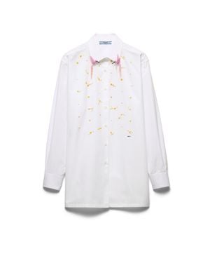 Prada Embroidered Poplin Shirt - White