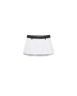Prada Poplin And Rush Stitch Miniskirt - White