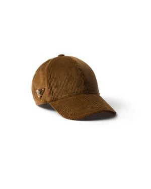 Prada Corduroy Six-Panel Baseball Cap - Brown