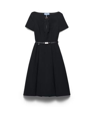 Prada Robe En Tissu Natté Brodé, Femme, Taille - Noir