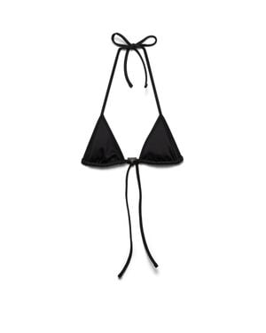 Prada Interlock Fabric Triangle Bikini Top - White