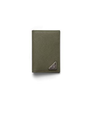 Prada Saffiano Leather Card Holder - Green
