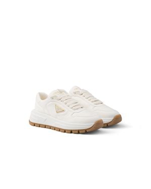 Prada Leather Triangle Trainers - White