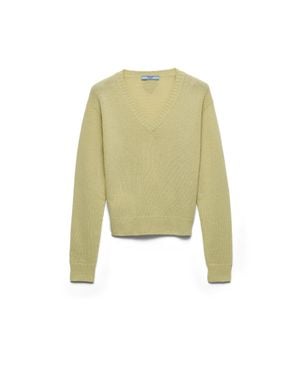 Prada Wool And Cashmere V-Neck Jumper - Green