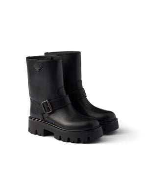 Prada Leather Booties - Black