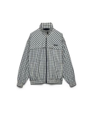 Prada Checked Chambray Blouson Jacket, Ivory - Gray