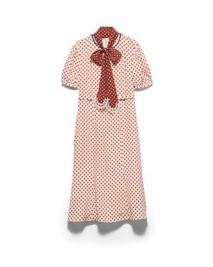 Prada Polka-Dot Marocain Dress - Pink