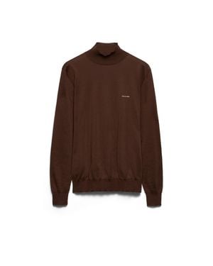 Prada Cotton Mock Turtleneck Jumper - Brown