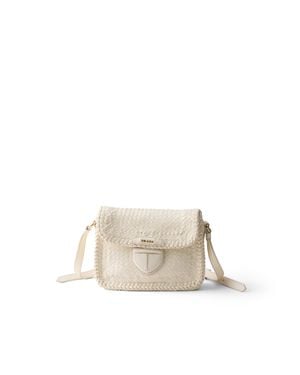 Prada Woven Leather Mini Shoulder Bag - Natural