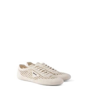 Prada Collapse Crochet Laced Sneakers - White