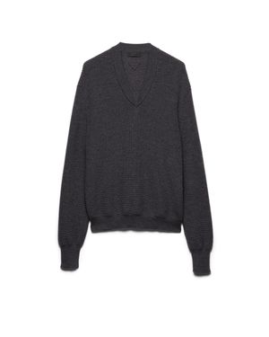 Prada Pullover Aus Wolle Mit V-Ausschnitt, Herren, Größe - Schwarz