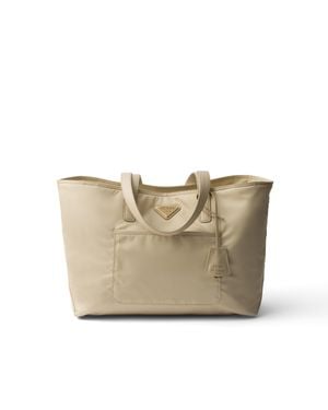 Prada Re-Edition 1978 Medium Re-Nylon And Saffiano Leather Tote Bag - Natural