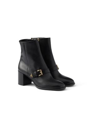 Prada Stiefeletten Aus Leder, Damen, Größe - Schwarz
