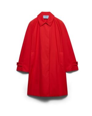 Prada Single-Breasted Gabardine Coat - Red
