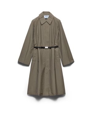 Prada Checked Technical Fabric Trench Coat, Forest - Gray