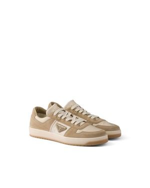 Prada Downtown Re-Nylon And Suede Trainers - Natural