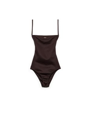 Prada Interlock Knit One-Piece Swimsuit - White