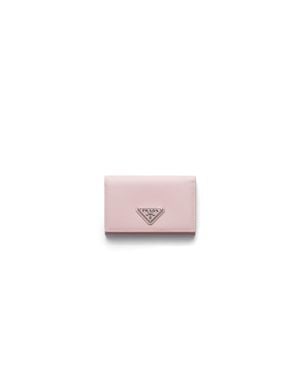 Prada Saffiano Leather Card Holder, Alabaster - Pink