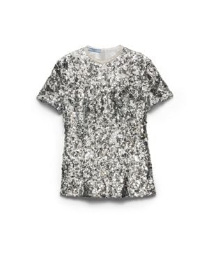 Prada Embroidered Sequin Top - Gray
