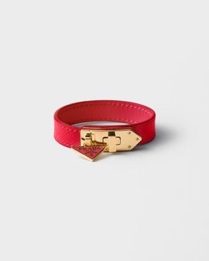 Prada Saffiano Leather Bracelet - Red
