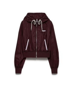 Prada Hooded Drawstring Zip-Up Jacket - Red