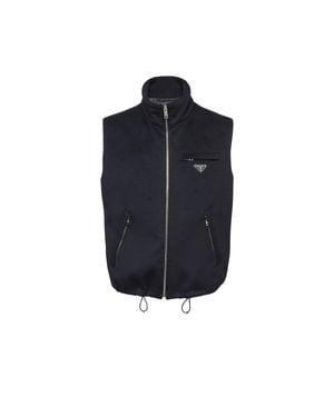 Prada Triangle-Logo Cashmere Gilet - Blue
