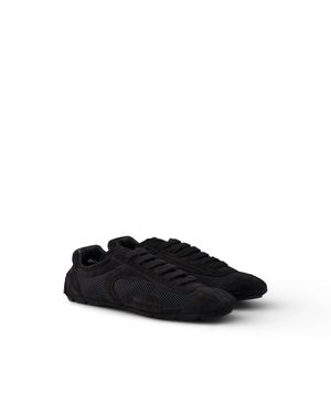 Prada Montecarlo Re-Edition 2005 Suede And Mesh Trainers - Black