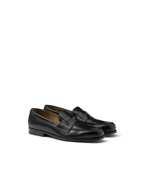 Prada Brushed Leather Loafers, Size 6 - Black