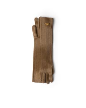 Prada Gestrickte Handschuhe Aus Wolle, Damen, Größe - Natur