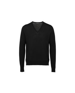 Prada Pullover Mit V-Ausschnitt - Schwarz