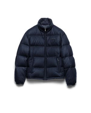 Prada Logo-Embellished Padded Dow-Filled Cashmere Jacket - Blue