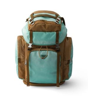 Prada Large Re-Nylon And Saffiano Leather Backpack - Green