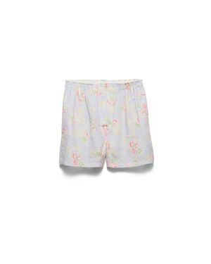 Prada Floral Print Old Linen Shorts - White