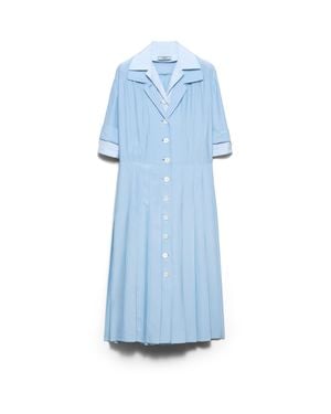 Prada Pongé And Poplin Shirtdress, Sky - Blue
