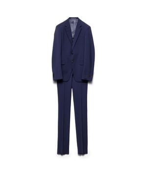 Prada Single Breasted Wool And Mohair Suit - Blue