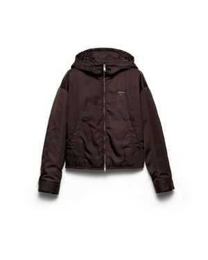 Prada Re Nylon Logo-Embellished Woven Blouson Jacket - Brown