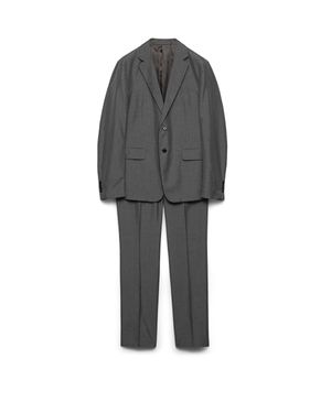 Prada Single-Breasted Silk Suit - Gray