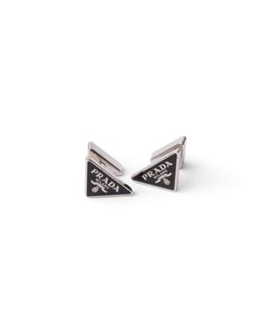 Prada Boucles D'Oreilles En Métal Émaillé, Femme - Blanc
