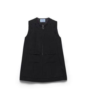 Prada Embroidered Natté Fabric Mini-Dress - Black