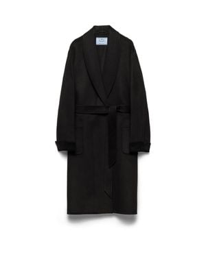 Prada Single-Breasted Double Cashwool Coat - Black