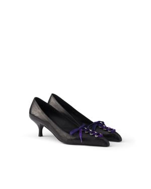 Prada Antiqued Leather Court Shoes - Blue