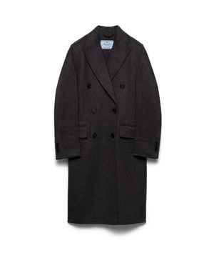Prada Double-Breasted Double Cashwool Coat - Blue